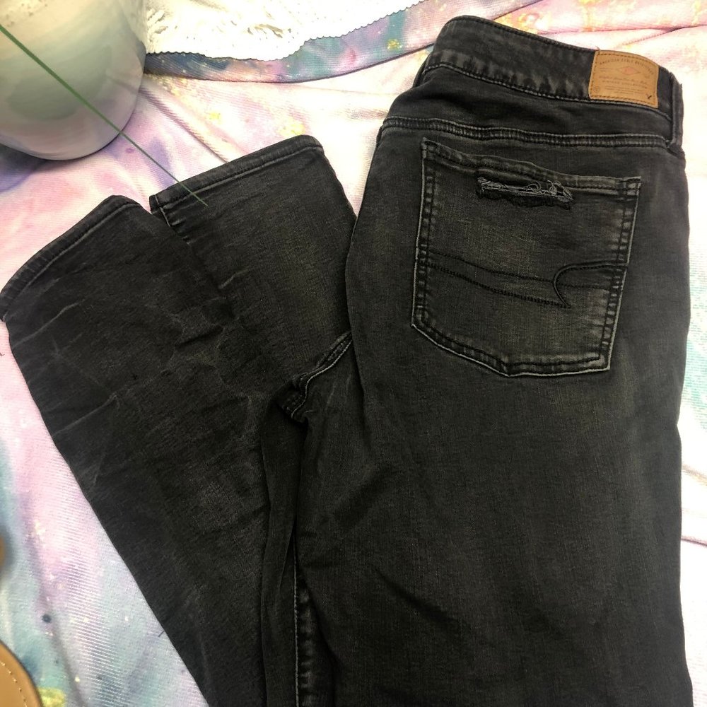 Black Destructed AE Jeggings